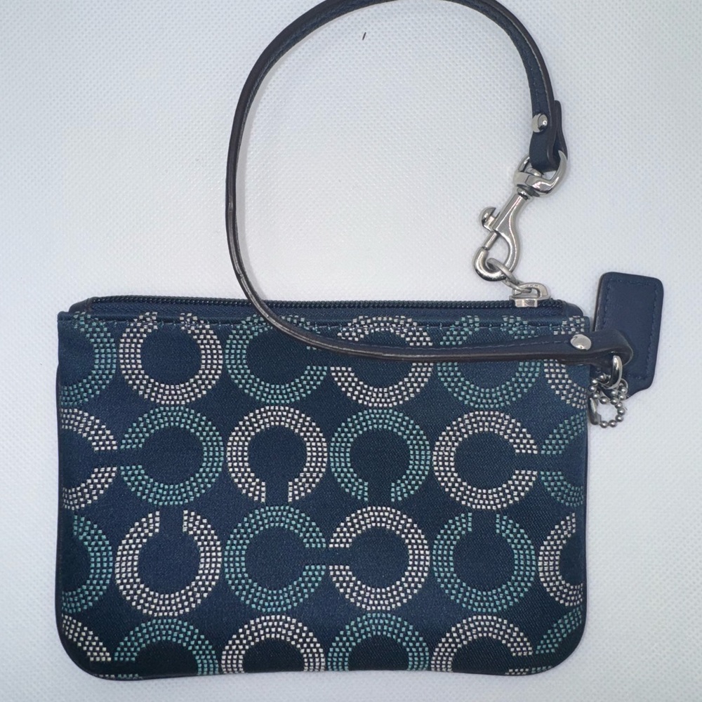 Coach  Blue and Teal  Signature C Clutch Wristlet